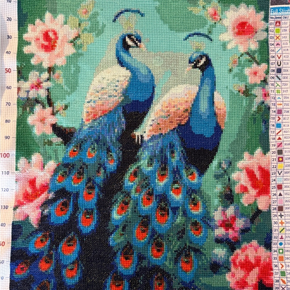 Handmade Peacock Tapestry with Floral Design